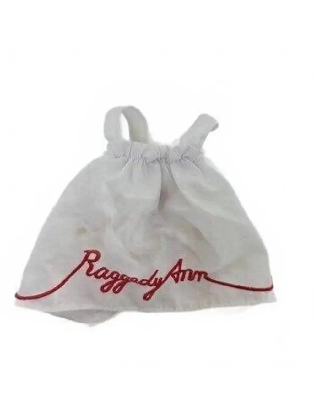Vintage Raggedy Ann Doll Clothing Set White Dress & Embroidered Apron Pinafore